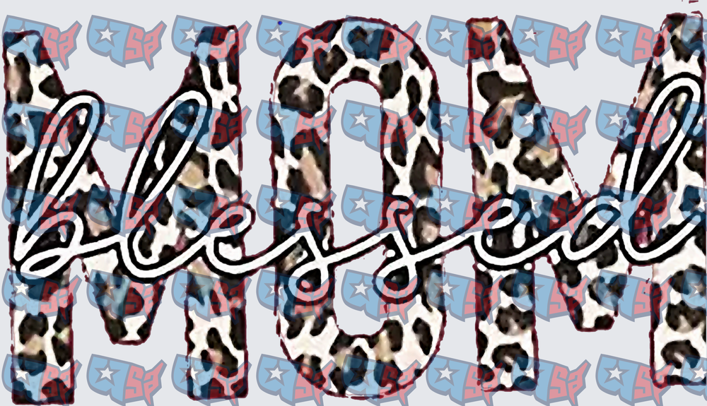 Blessed Mom Cow Print Bold Letters (DTF)