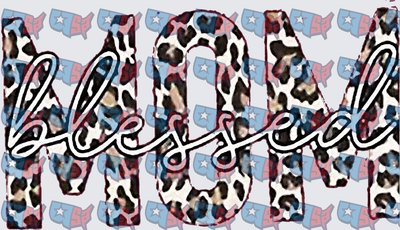 Blessed Mom Cow Print Bold Letters (DTF)