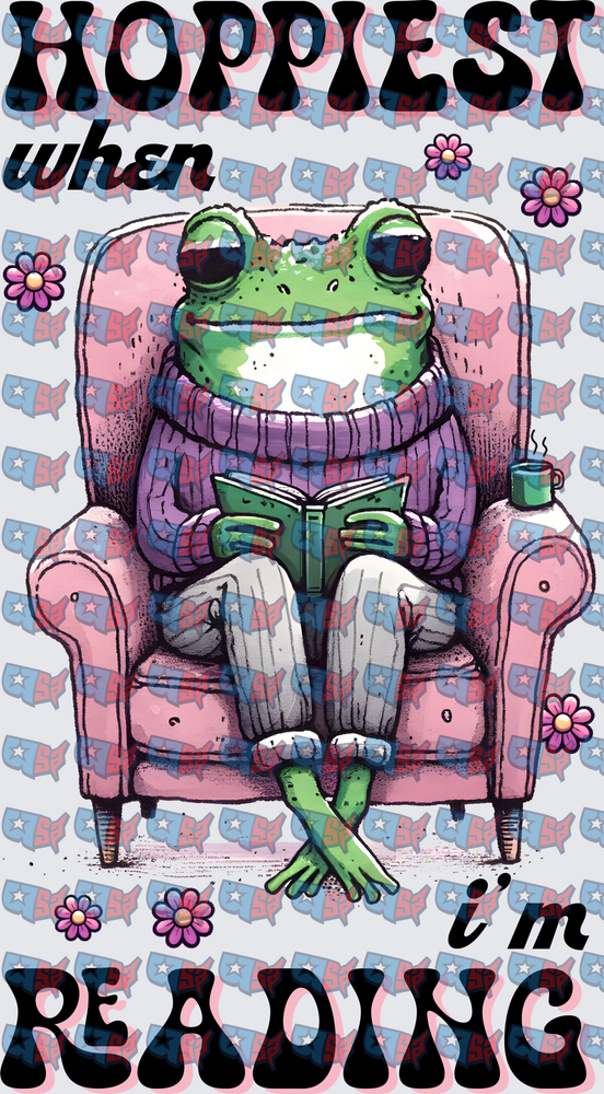 Hoppiest When I'm Reading Cozy Frog Bookworm (DTF)