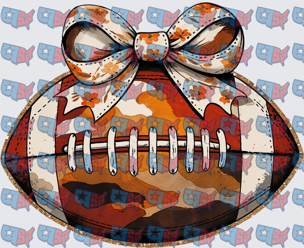 Distressed Football with Floral Bow (DTF)
