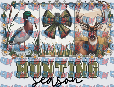 Hunting Season Mallard Duck Buck Camo Bow Daisies (DTF)