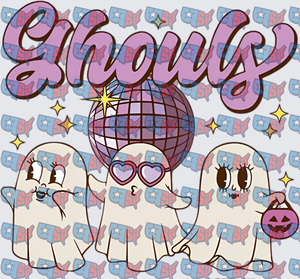 Ghouls Retro Halloween Ghosts Disco Ball (DTF)
