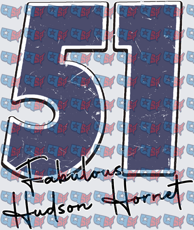 Fabulous Hudson Hornet Number 51 Distressed Design (DTF)