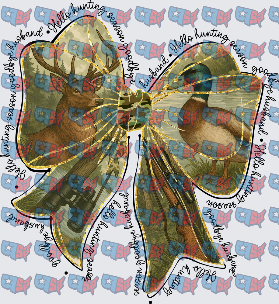 Hello Hunting Season Goodbye Husband Camo Bow (DTF)