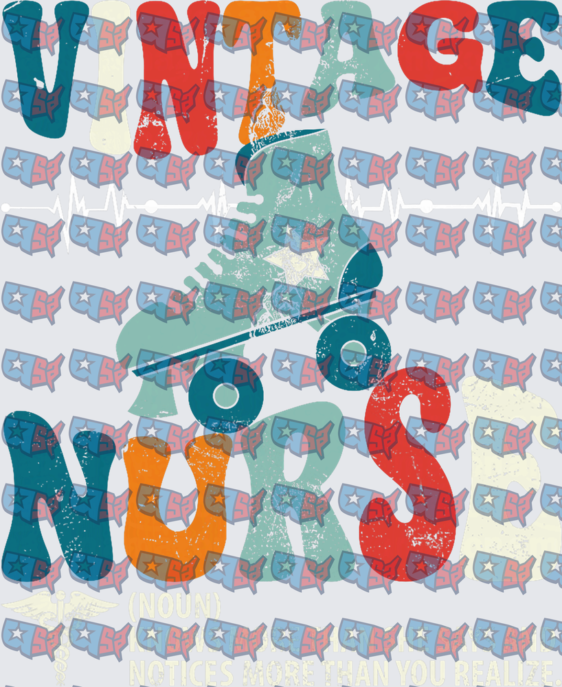 Vintage Nurse Roller Skate Heartbeat Retro (DTF)