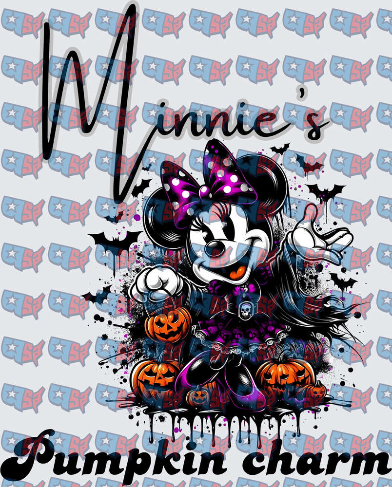 Minnie's Pumpkin Charm Halloween Witch Mouse Design (DTF)