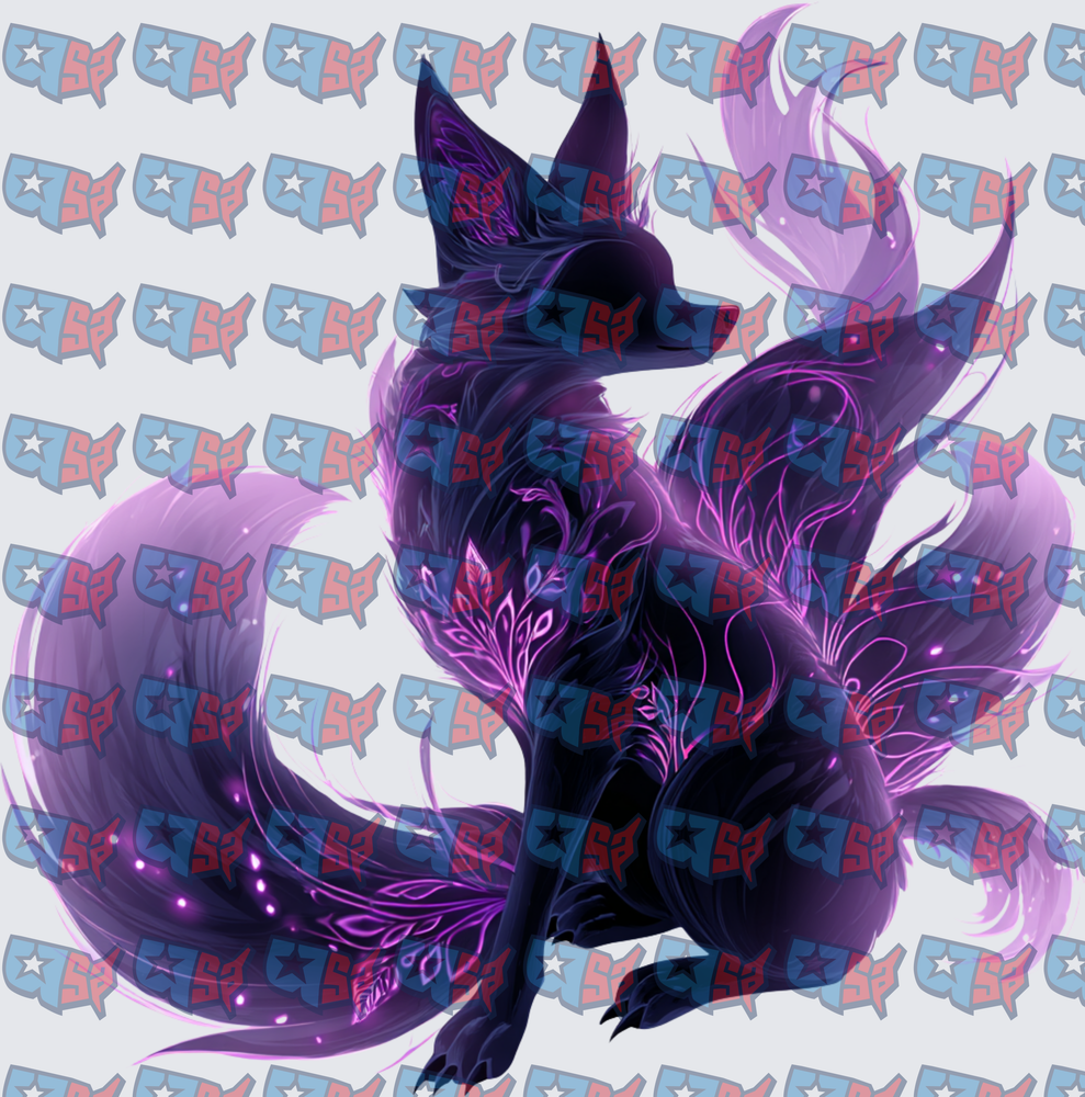 Mystical Dark Fox With Glowing Purple Floral Markings (DTF)