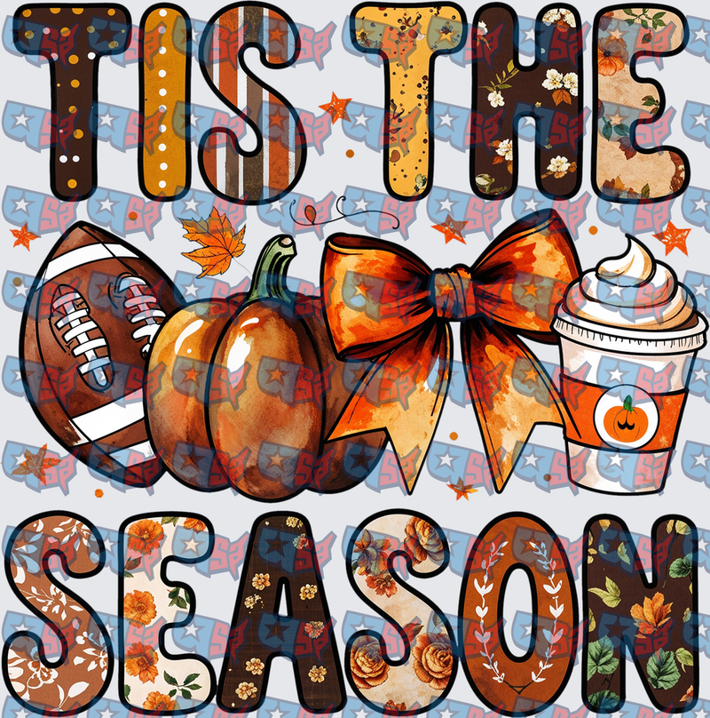 Tis The Season Fall Football Pumpkin Spice Latte (DTF)