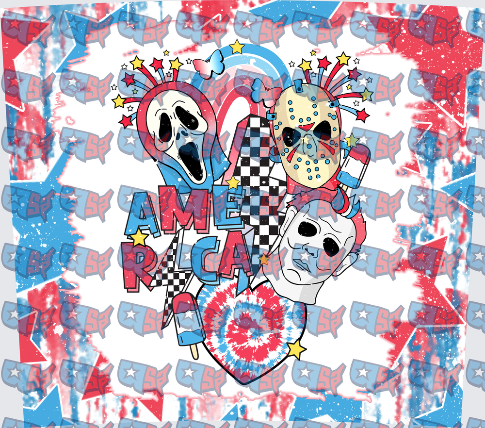 America Horror Mask Icons Patriotic 4th of July (DTF)