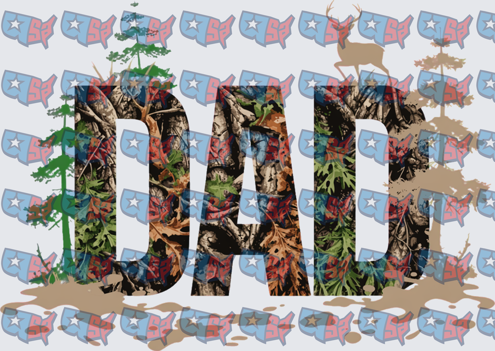 Mossy Oak Camo DAD Hunting Deer Tree Design (DTF)