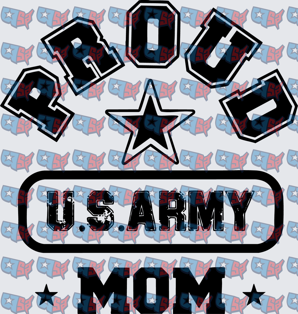 Proud U.S. Army Mom Star Varsity Design (DTF)