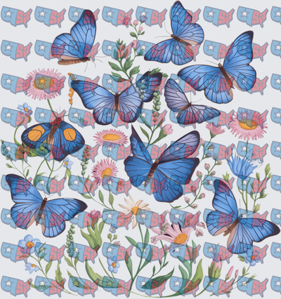 Blue Morpho Butterflies Wild Floral Garden Pattern (DTF)