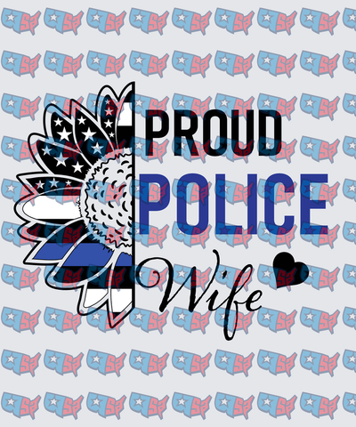 Proud Police Wife Thin Blue Line Sunflower (DTF)