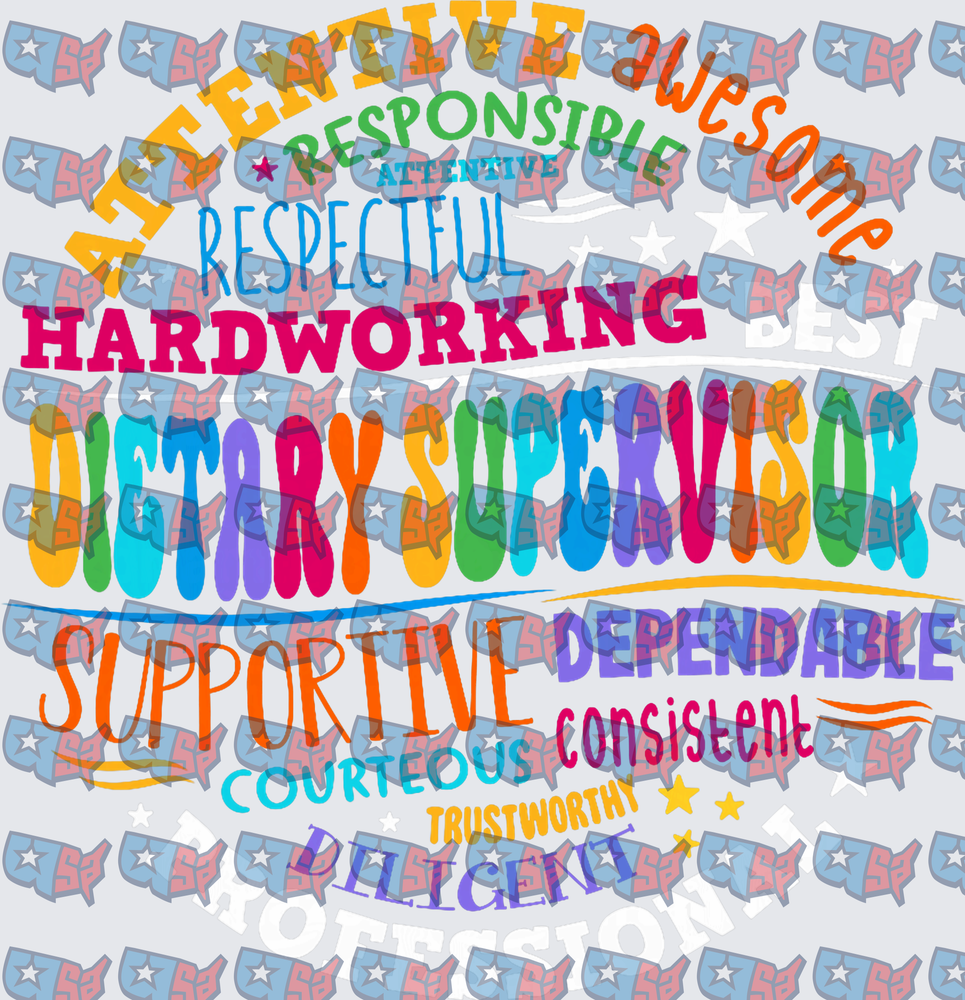 Dietary Supervisor Colorful Word Cloud Design (DTF)