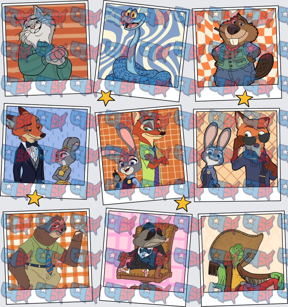 Zootopia Character Polaroid Photo Collage Grid (DTF)