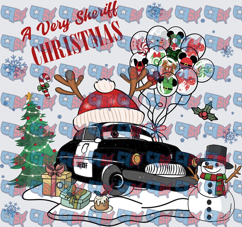 A Very Sheriff Christmas Car Holiday Scene (DTF)