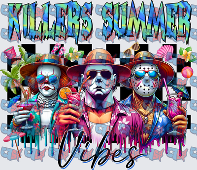 Killers Summer Vibes Horror Icons Tropical Drinks (DTF)