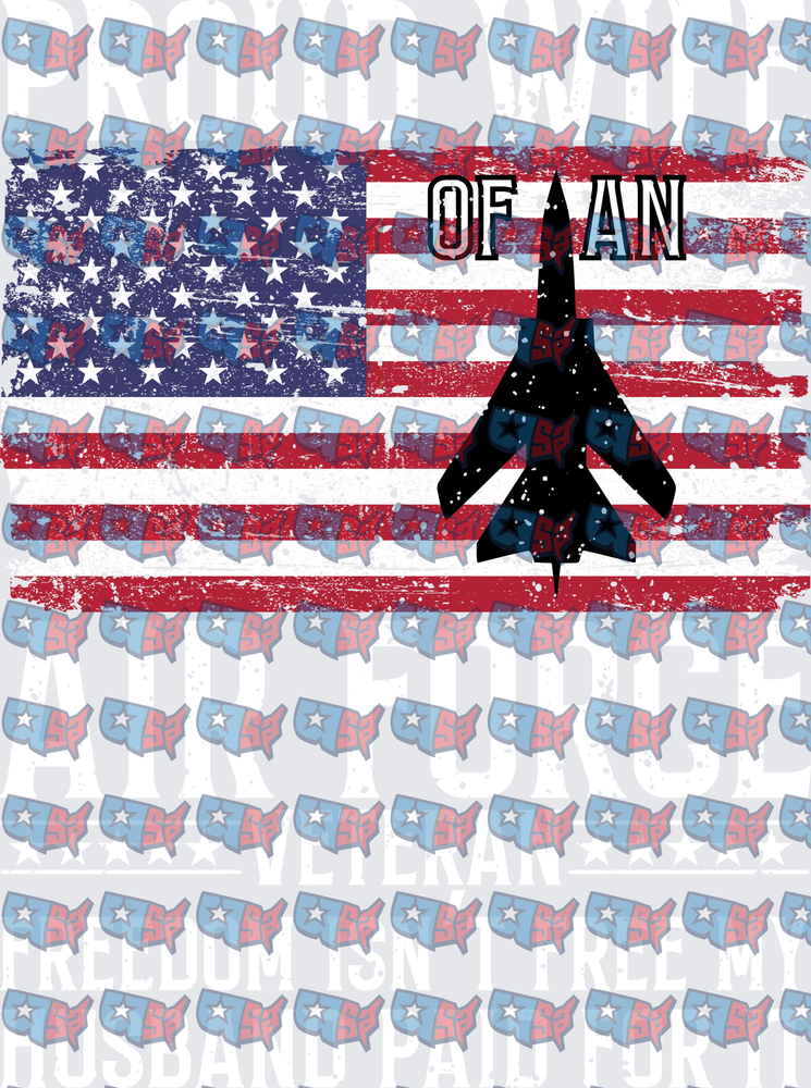 Proud Wife of Air Force Veteran Freedom Flag Jet (DTF)