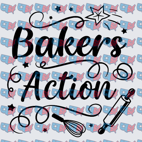 Bakers Action Script with Whisk and Rolling Pin (DTF)