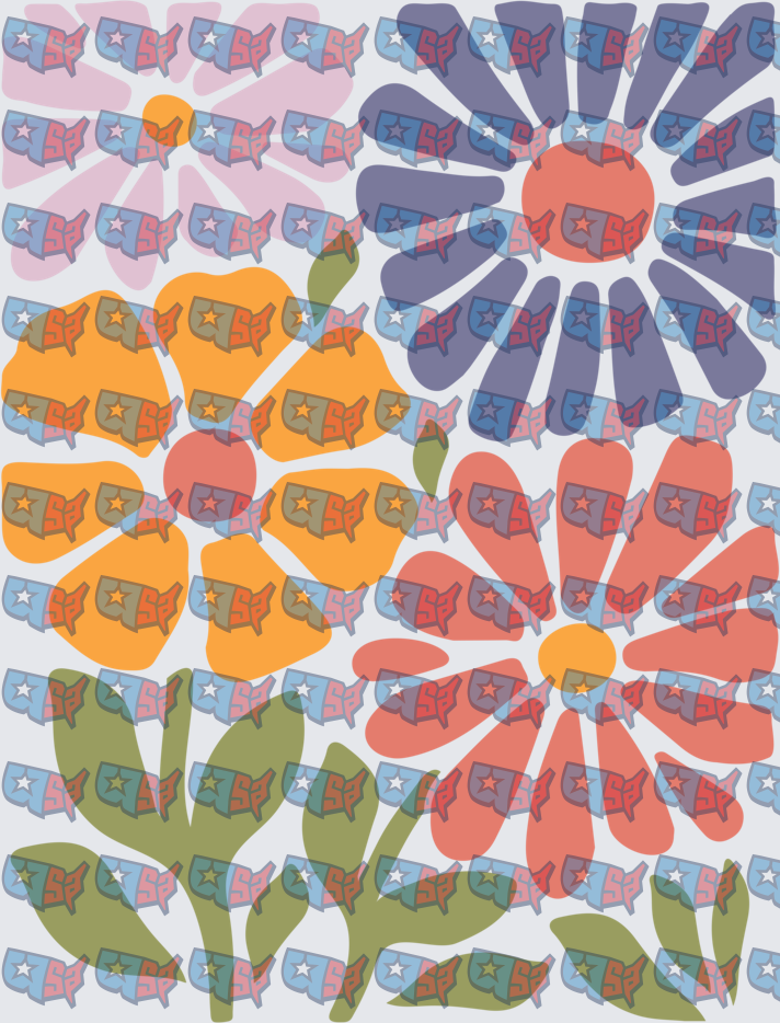 Retro Groovy Floral Bouquet USA Map Pattern (DTF)