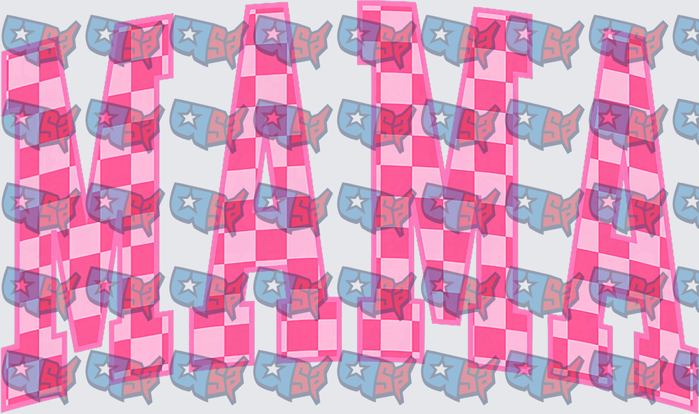Pink Checkered MAMA Bold Retro Letters (DTF)