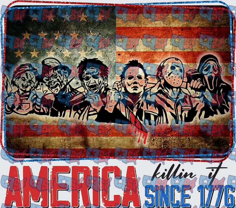 America Killin It Since 1776 Horror Icons Flag (DTF)