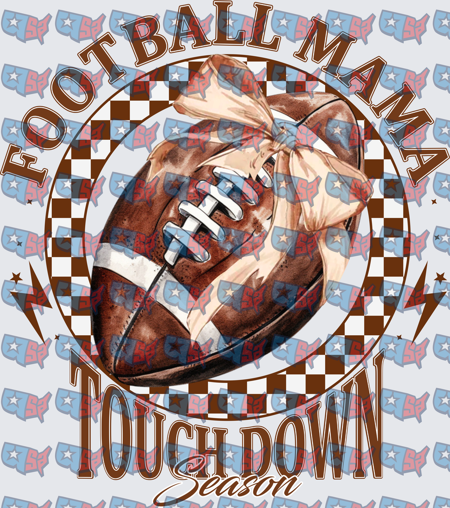 Football Mama Touchdown Season Checkered Football Bow (DTF)