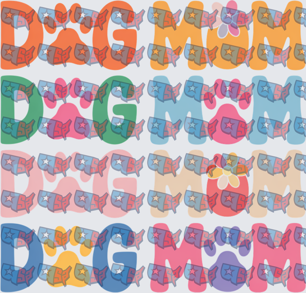Dog Mom Patriotic Paw Print Bundle Multi Color (DTF)