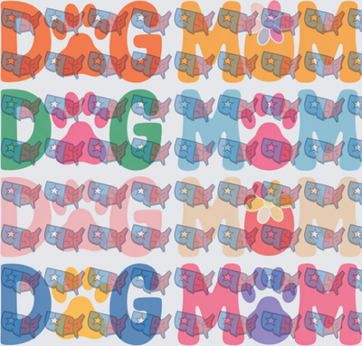 Dog Mom Patriotic Paw Print Bundle Multi Color (DTF)