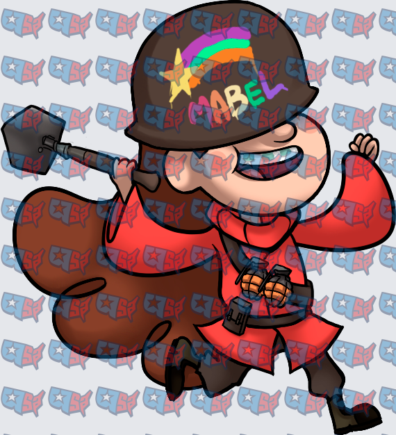 Chibi Soldier With Mabel Helmet And Sledgehammer (DTF)