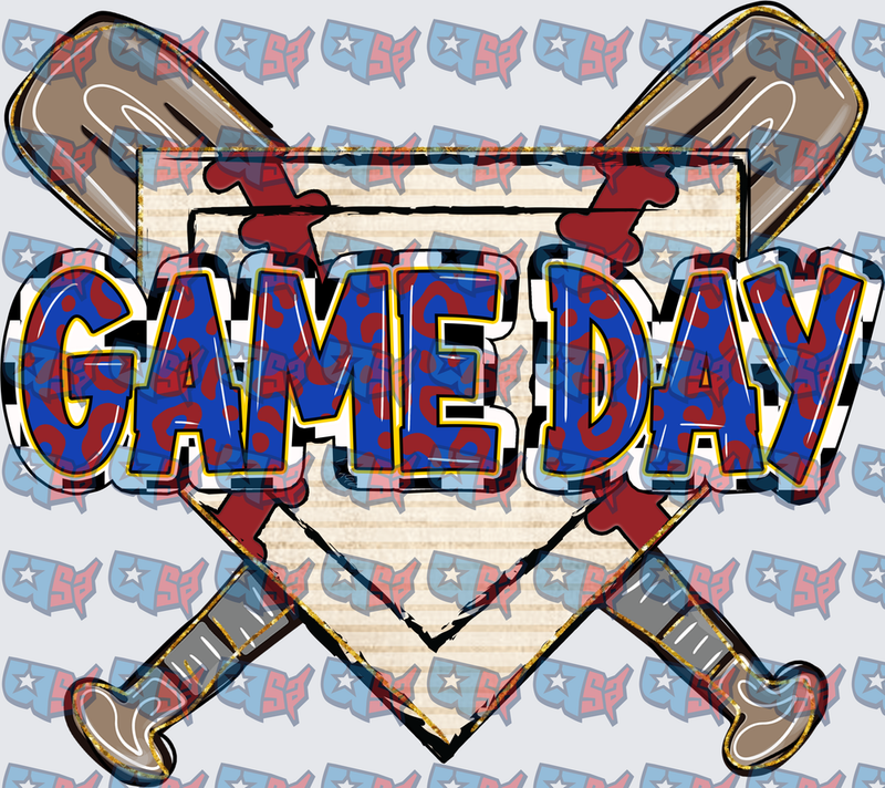 Game Day Baseball Bats Home Plate Leopard (DTF)