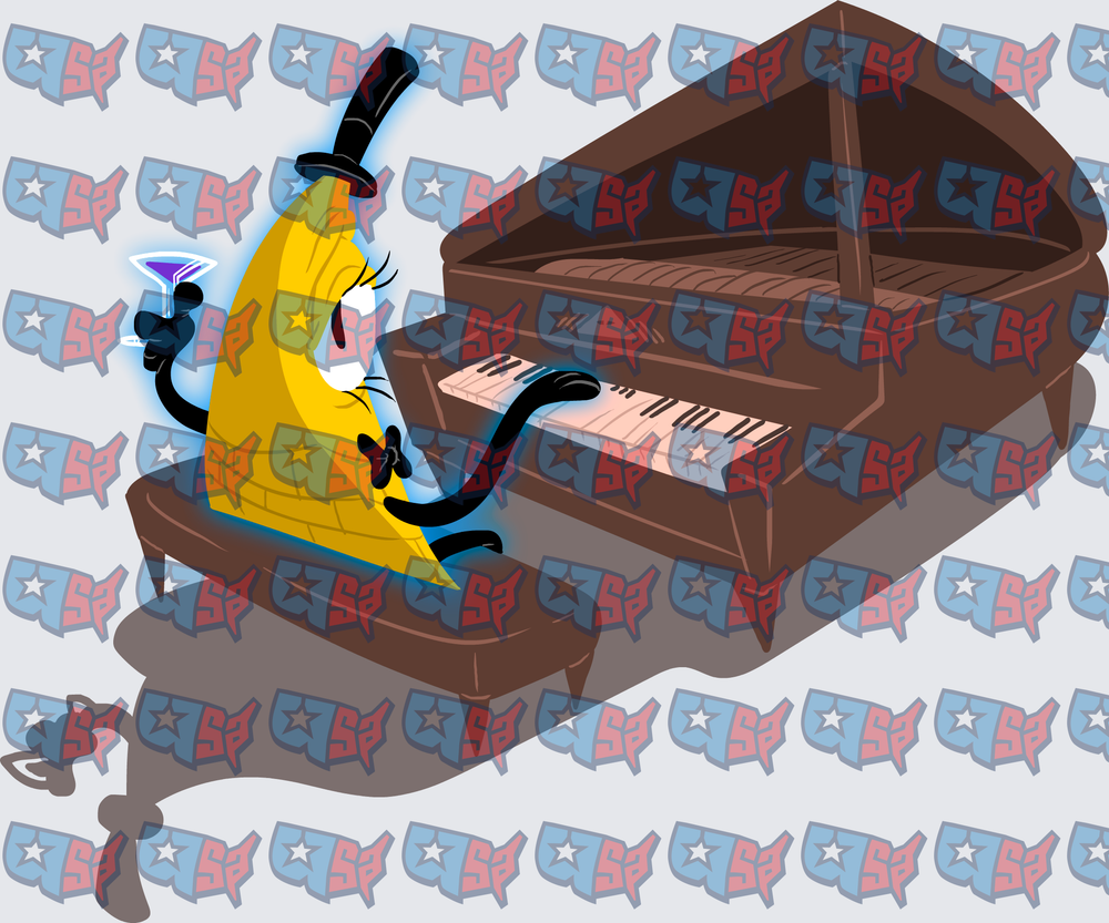 Bill Cipher Playing Grand Piano With Martini (DTF)