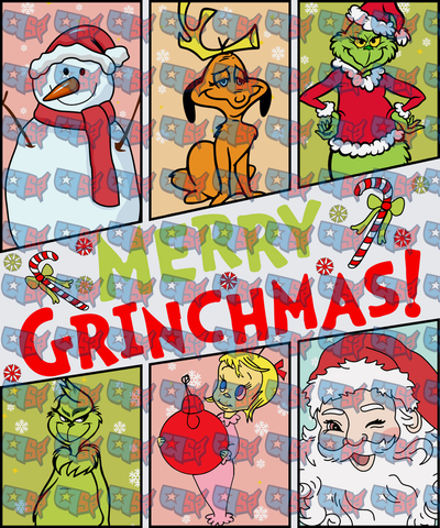 Merry Grinchmas Holiday Character Panel Collage (DTF)