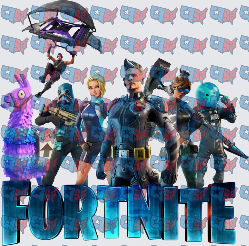 Fortnite Squad Characters Blue Logo Group (DTF)