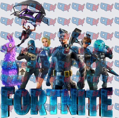 Fortnite Squad Characters Blue Logo Group (DTF)