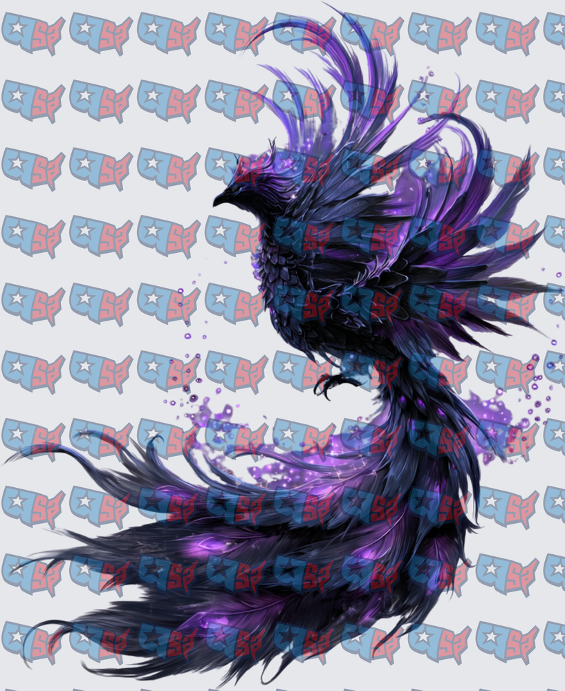 Dark Purple Mystical Phoenix Rising Fantasy Bird (DTF)