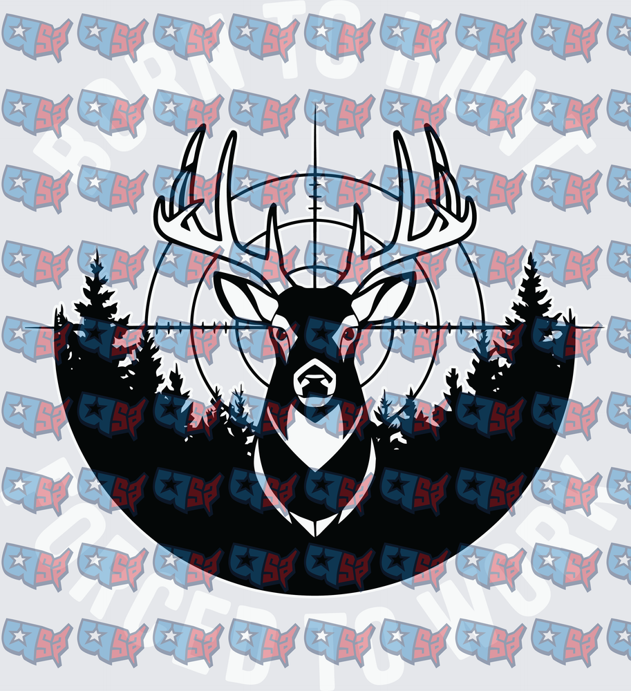 Buck Deer Rifle Scope Forest Silhouette (DTF)