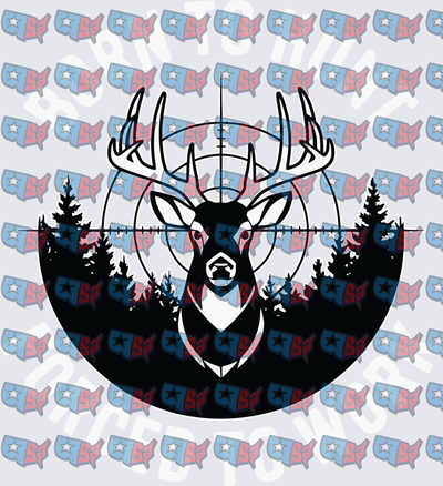 Buck Deer Rifle Scope Forest Silhouette (DTF)