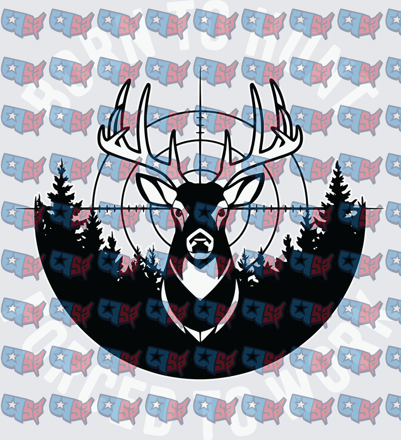 Buck Deer Rifle Scope Forest Silhouette (DTF)