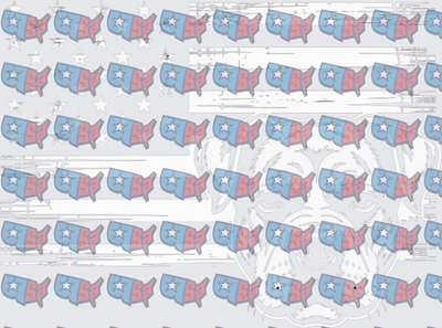 Patriotic USA Map Pattern with Bulldog Flag (DTF)