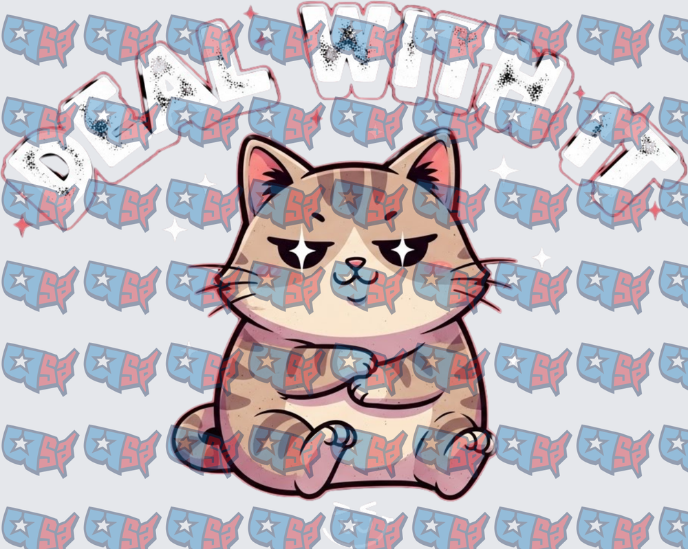 Deal With It Grumpy Kawaii Cat (DTF)