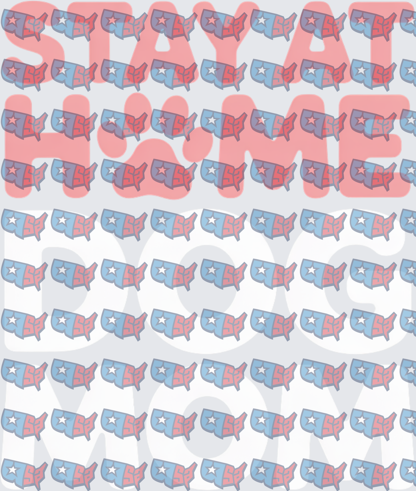 Stay At Home USA Map Pattern Red Blue (DTF)