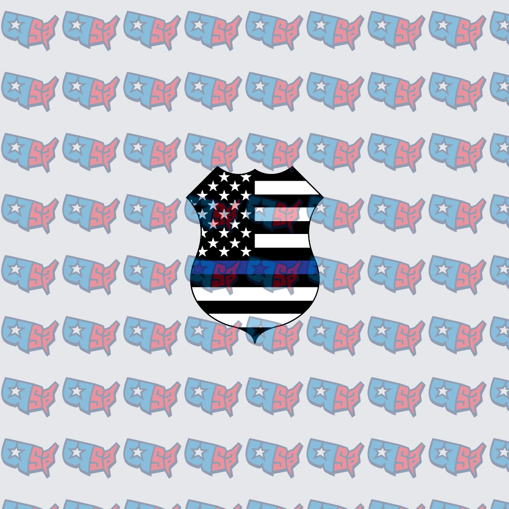 Thin Blue Line Police Shield American Flag Badge (DTF)