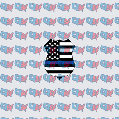 Thin Blue Line Police Shield American Flag Badge (DTF)