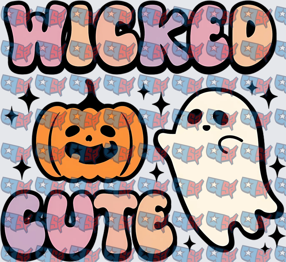 Wicked Cute Halloween Pumpkin Ghost Sparkle Design (DTF)