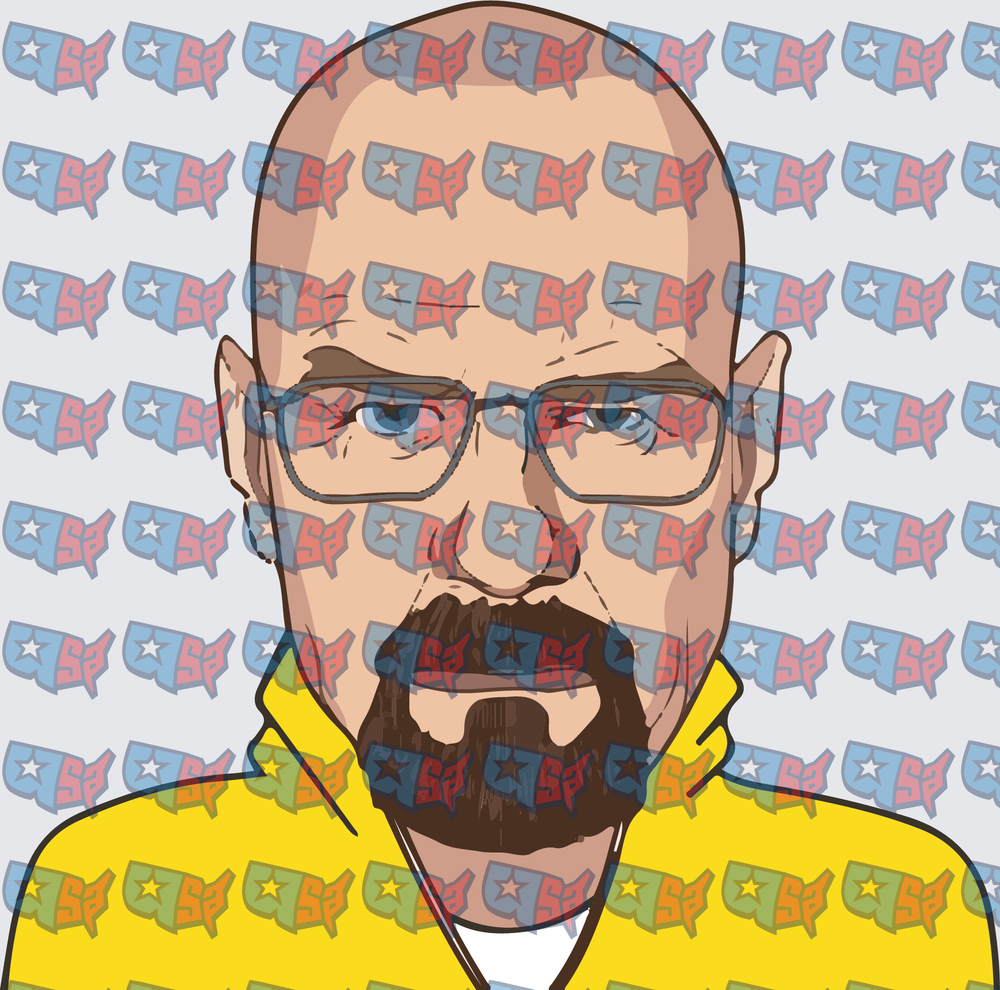 Bald Man Yellow Hazmat Suit Portrait Illustration (DTF)