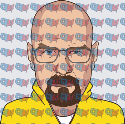 Bald Man Yellow Hazmat Suit Portrait Illustration (DTF)