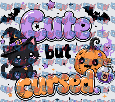 Cute But Cursed Halloween Witch Cat Pumpkin (DTF)