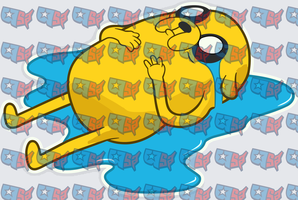 Lazy Yellow Magic Dog Chilling In Puddle (DTF)