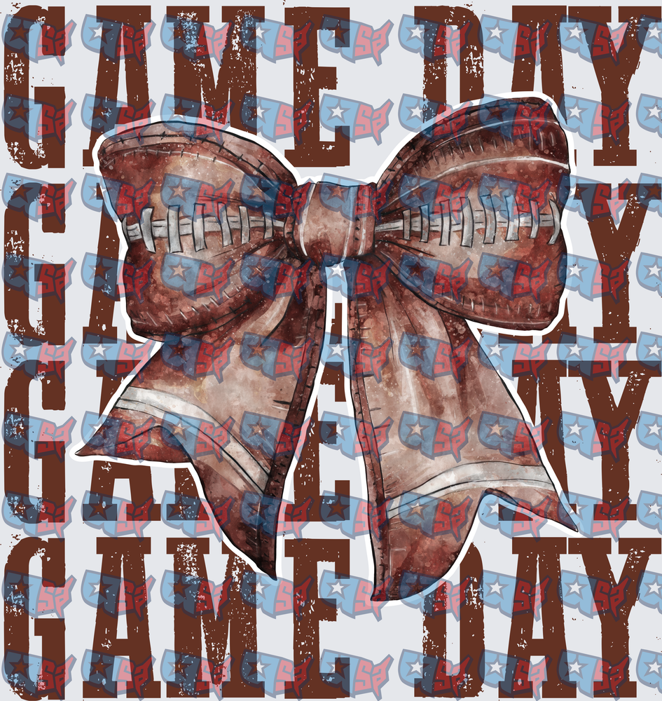 Game Day Football Bow Distressed Graphic (DTF)